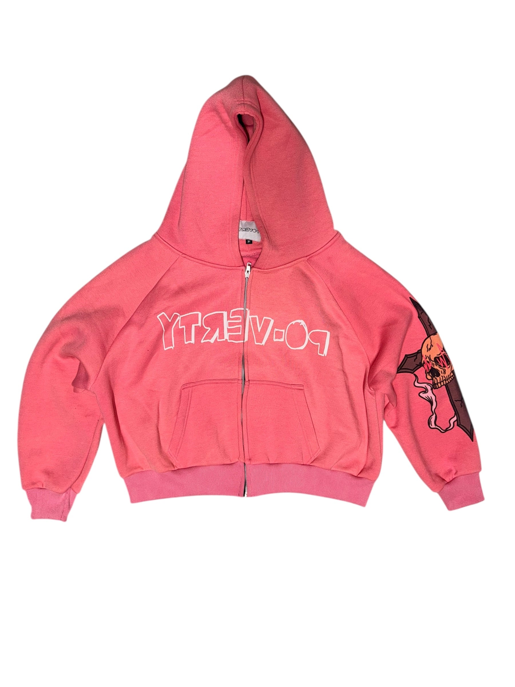 “PINK SKULL” COTTON ZIP UP (PINK)